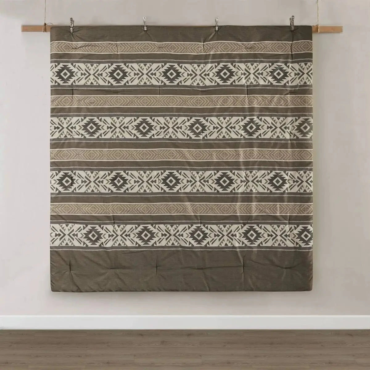 Comforter Set Throw Pillows 7-Piece Stripe Herringbone Breathable Duvet Cover for Double Bed Includes Fitted Bed Sheet Quilts Julia M LifeStyles