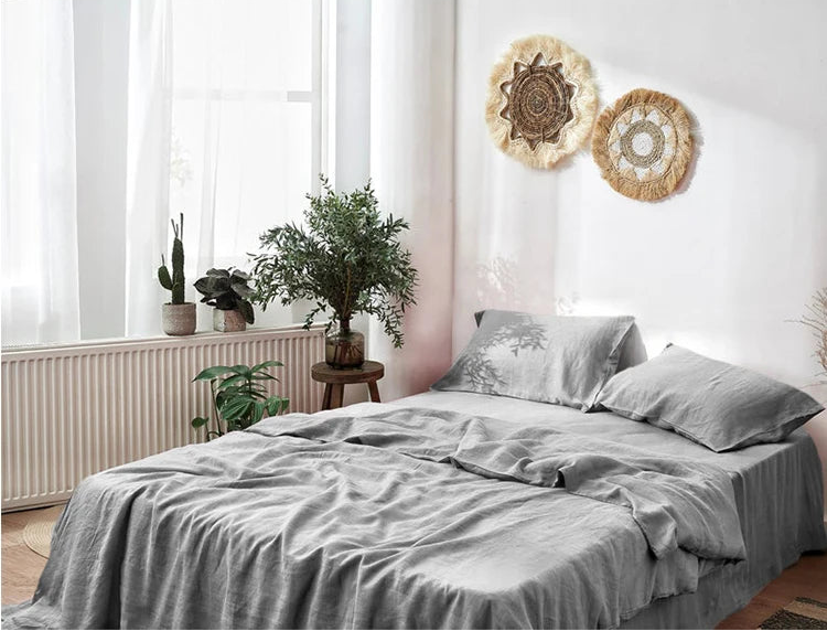 Washed Linen Duvet Cover Set with Pillowcases