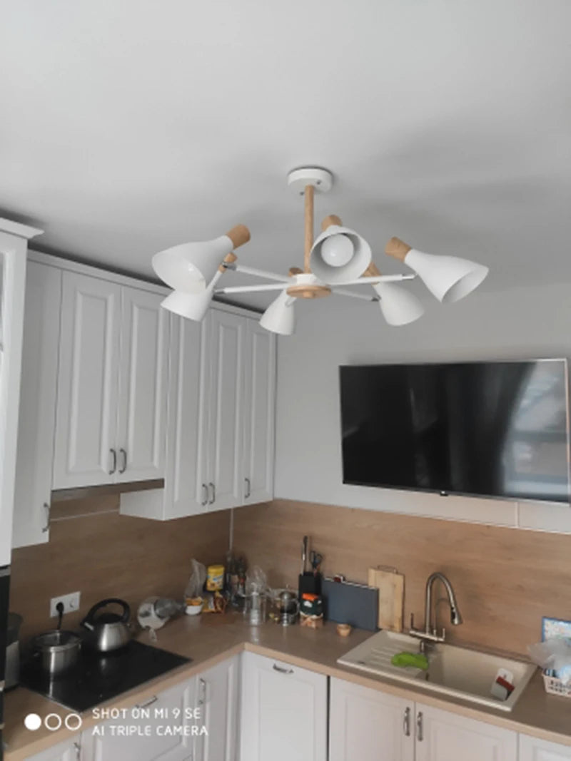 Scandinavian Ceiling Chandelier Living Room LED Chandelier Bedroom Wooden Ceiling Lights Kitchen 220V Interior Decor Lighting - Julia M LifeStyles