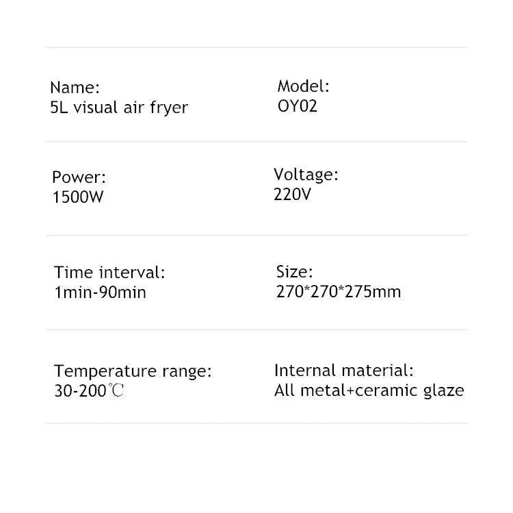 5L Intelligent Multi-Functional Air Fryer Julia M LifeStyles