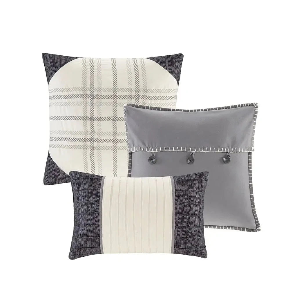 7-Piece Herringbone Comforter Set in Floral & Solid Prints for King Super King Julia M LifeStyles