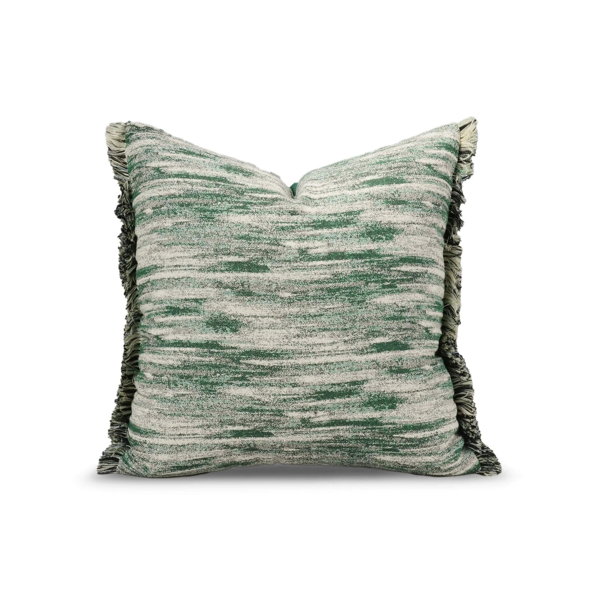 Square Luxury White Green Broken Stripe Frayed Jacquard Home Decoration Pillowcase Julia M LifeStyles