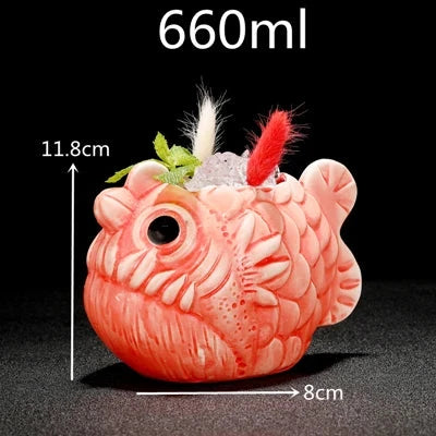 450ml Ceramic Tiki Cocktail Mug Creative Porcelain Beer Wine Mug Cup Bar Tool Julia M Home & Kitchen