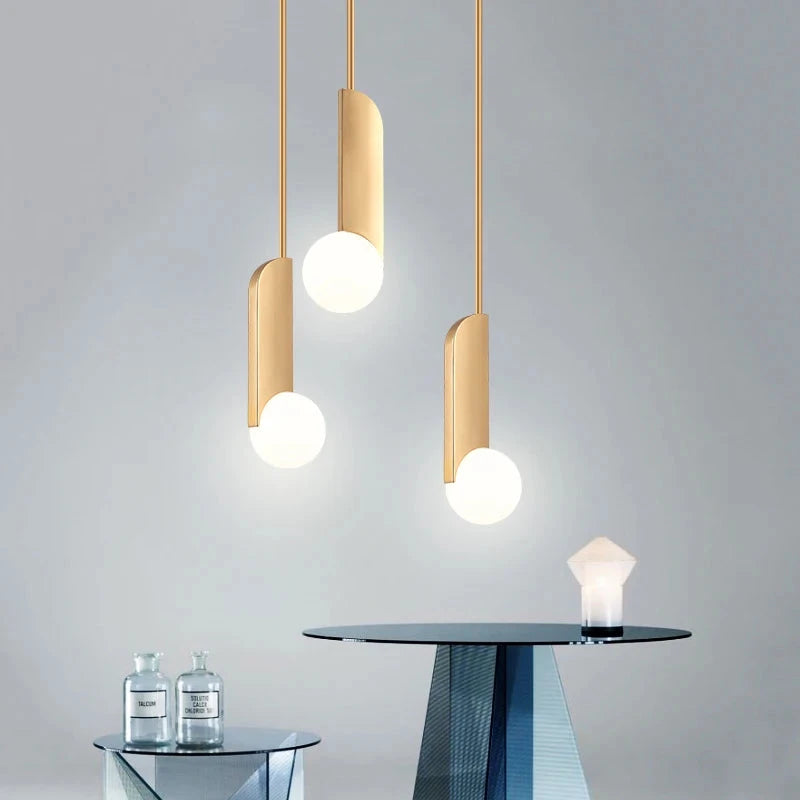 New Modern Style Hanging Kitchen Dining Table Brass Glass Pendant Light Julia M LifeStyles