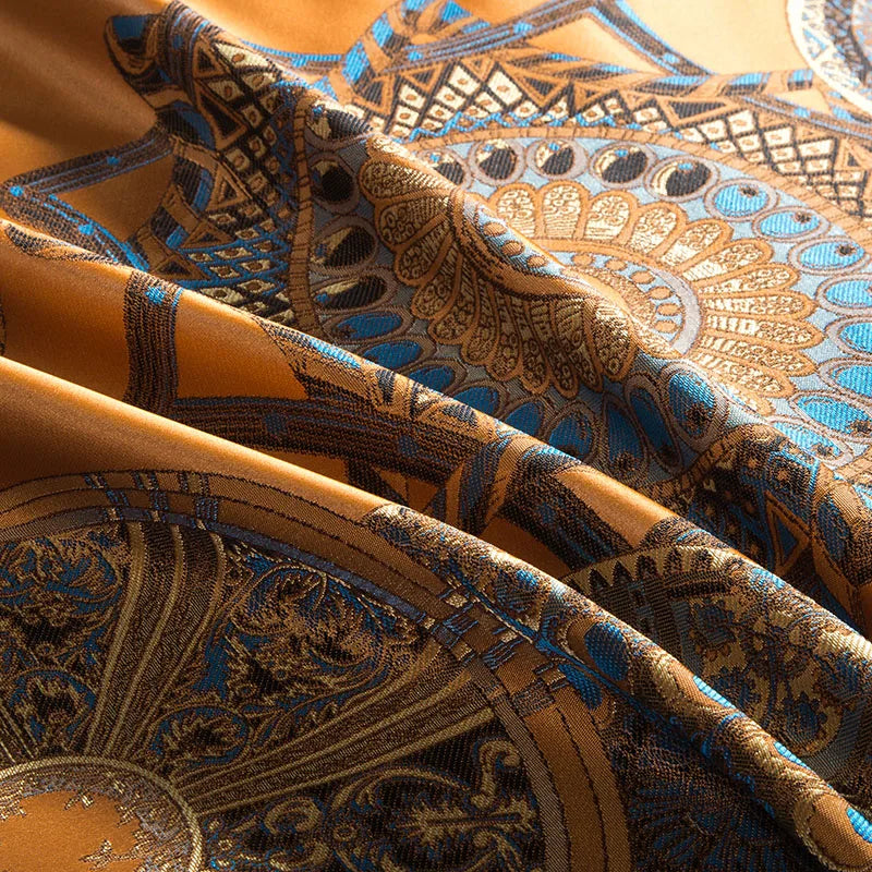 Golden Silver Red Luxury Wedding Royal Bedding sets Queen King size Embroidery Silk Satin Bohemia Duvet cover Bed sheet set - Julia M LifeStyles