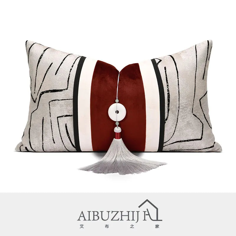 AIBUZHIJIA Luxury Safety Buckle Decoration Tassel Pendant Sofa Cushion Cover Decorative Pillow Case for Home Decor