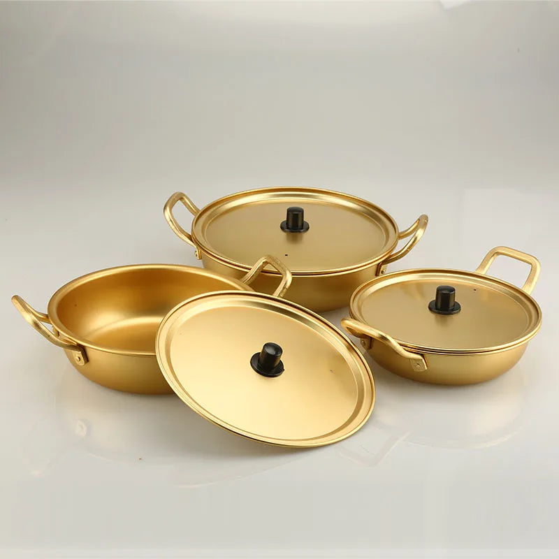 Korean Style Kitchen Product 16-26cm Casserole Cookware Set Gold Soup Stock Pots 10 Pieces STAINLESS STEEL Cooking Pot - Julia M LifeStyles