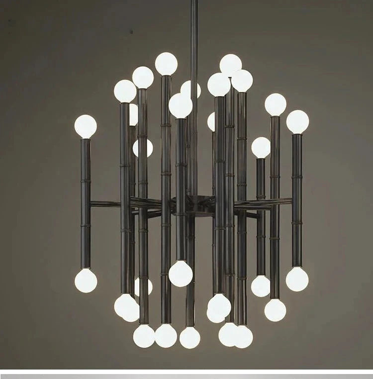 Modern Style Bamboo-shaped Chandelier Golden Chrome Pendant Lamp Living Room Dining Room American Household Lamps Julia M LifeStyles