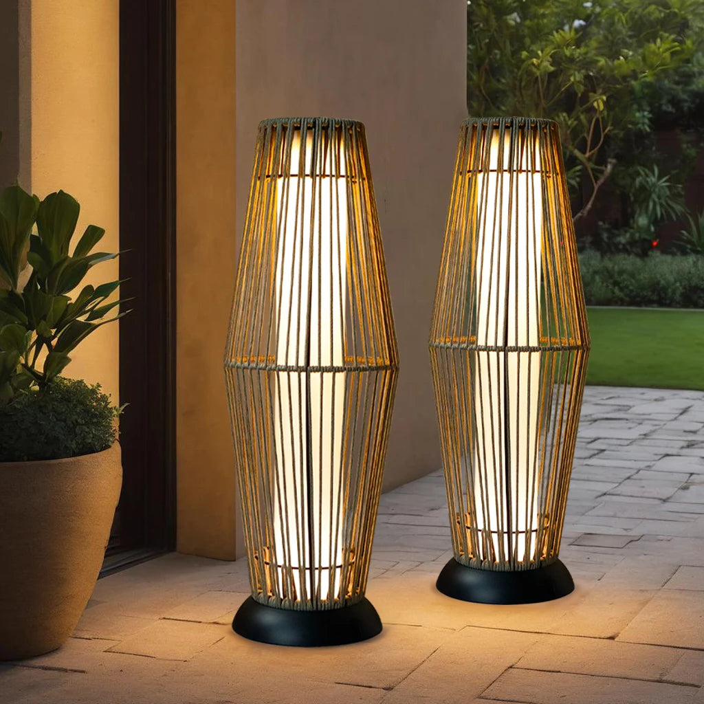 Set of 2 Large Solar Free Standing Lamp Garden Lanterns for Outdoor Patio Backyard and Home Decoration