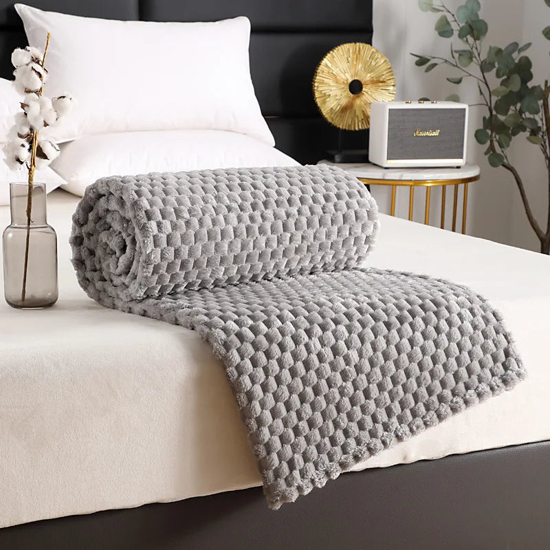 Turtle Shell Pattern Knitted Fleece Throw Blanket 100% Polyester Comfortable Luxury Modern Home Bedding for Travel All-Season