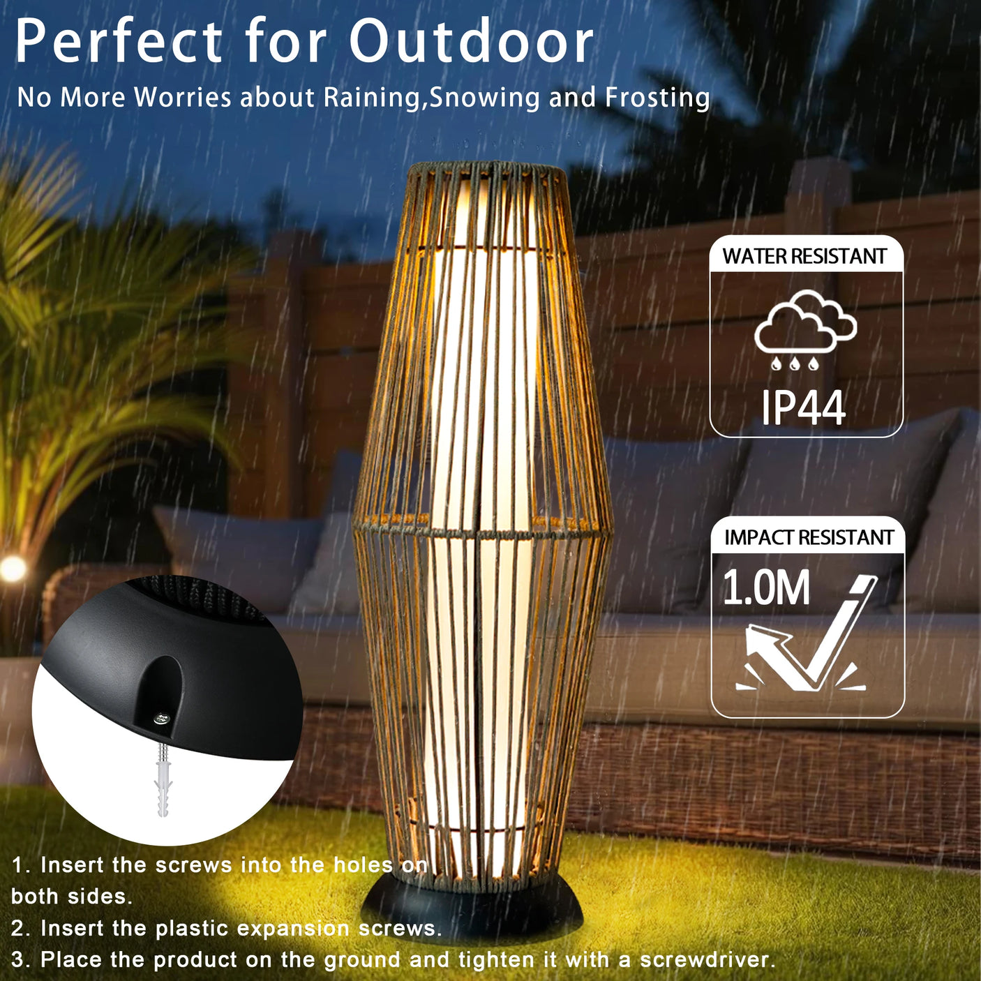 Set of 2 Large Solar Free Standing Lamp Garden Lanterns for Outdoor Patio Backyard and Home Decoration