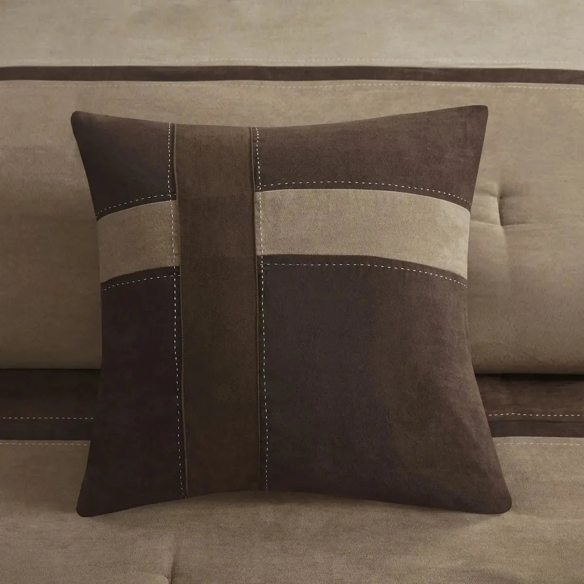 Floral & Solid 7-Piece Faux Suede Comforter Set for King/Queen Super King Julia M LifeStyles