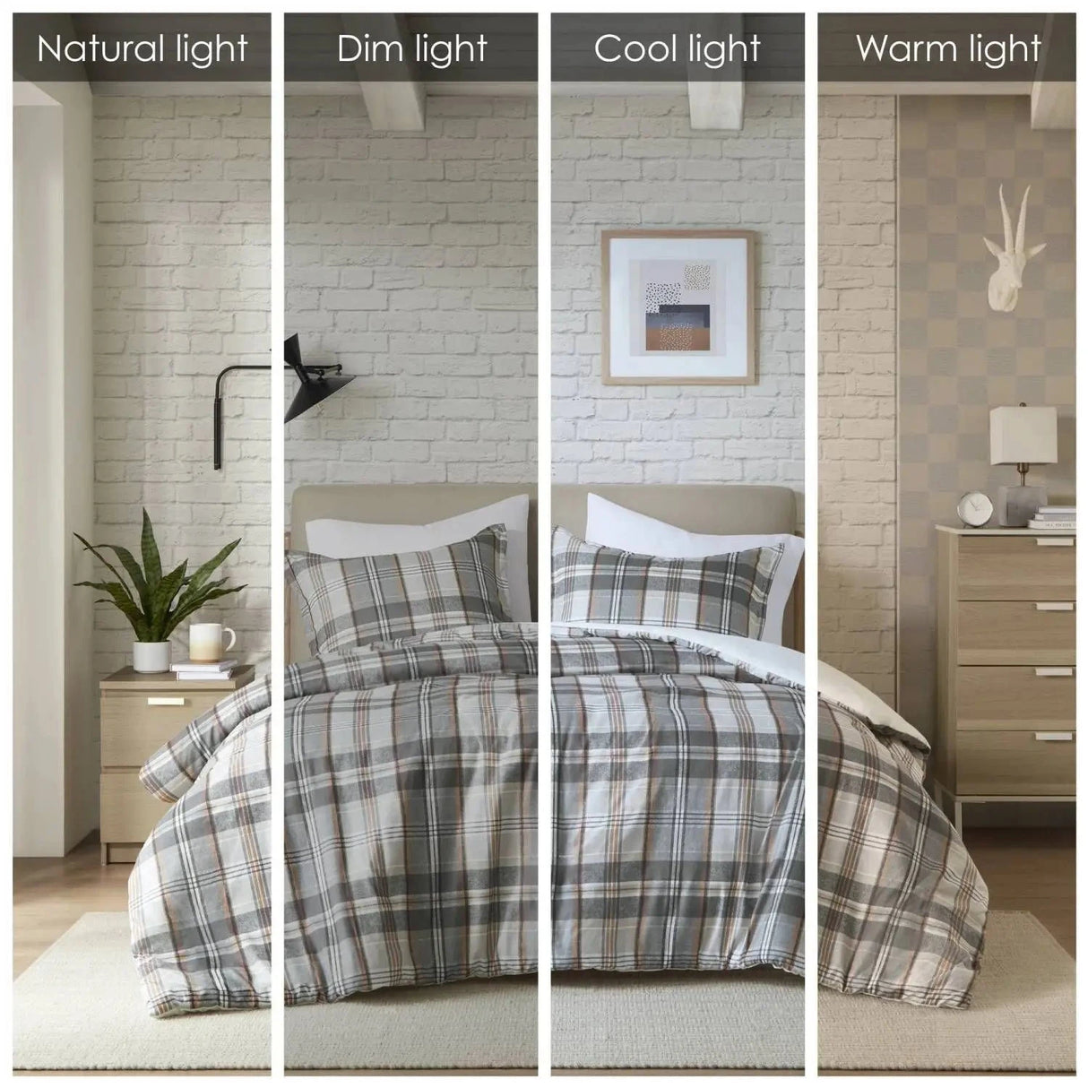 4pcs King Size Plaid Duvet Cover Set Floral Geometric Pattern Lightweight Woven Cotton Polyester Filling for Home Bed Hotel Julia M LifeStyles