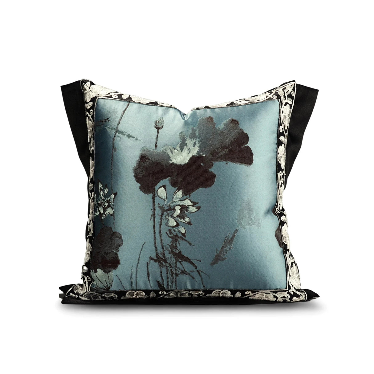 Hodon Chinese Style Black Blue High-Precision Ink Painting Style Square Light Luxury Home Decoration Pillowcase Julia M LifeStyles