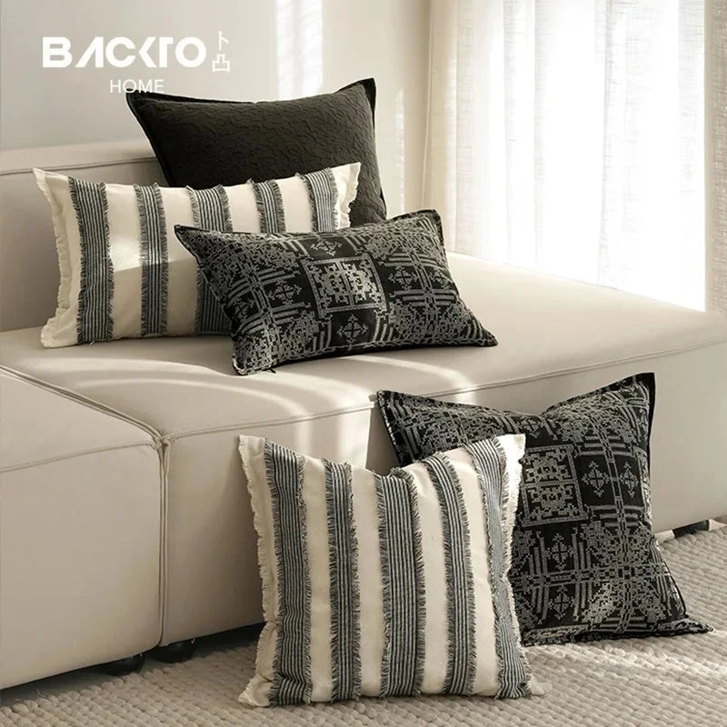 Striped Linen Cotton Jacquard Sofa Pillow Cushion Cover Modern Luxury Throw Pillow case Living Room Decor Hotel Supplies Julia M LifeStyles
