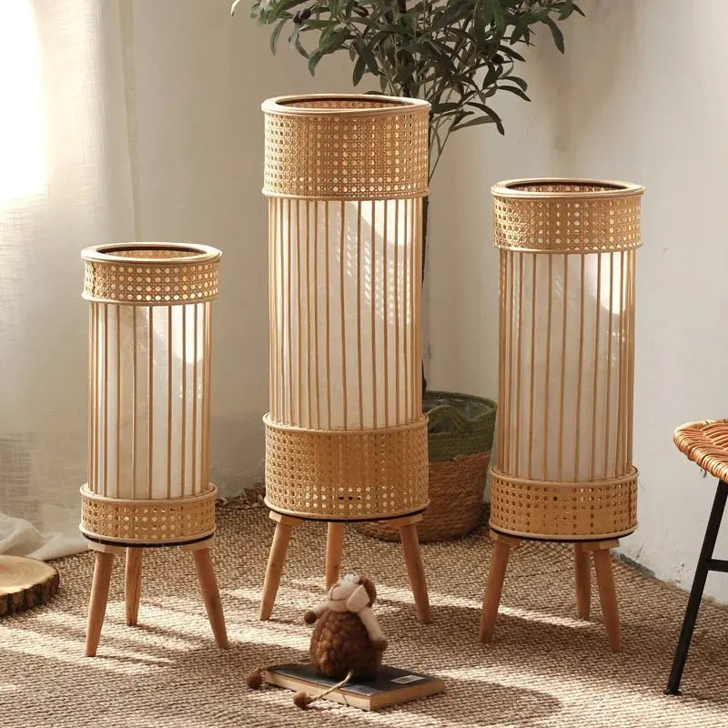 "Japanese Bamboo Vine Weave Floor Lamp & Candle Holder" - Julia M LifeStyles