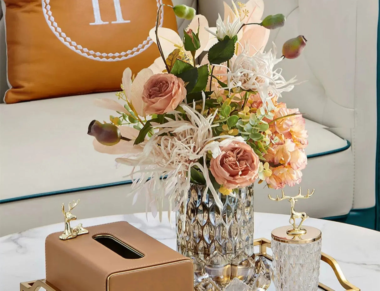 Living Room Good-looking Paper Extraction Box Ornamental Flower Candy Plate Suit Modern Entry Lux Style Dining Table Tissue Storage Box - Julia M LifeStyles