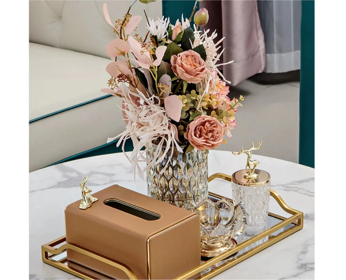 Living Room Good-looking Paper Extraction Box Ornamental Flower Candy Plate Suit Modern Entry Lux Style Dining Table Tissue Storage Box - Julia M LifeStyles