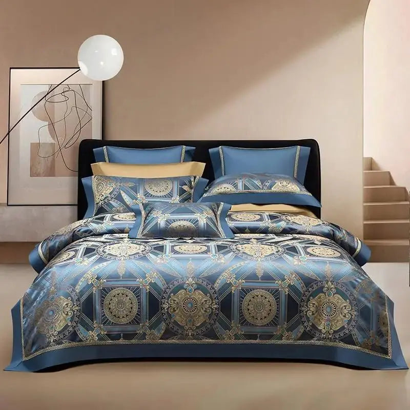 Silk-Like Satin 4-Piece Duvet Cover Set with Double Stitching & Pillowcases - Julia M LifeStyles