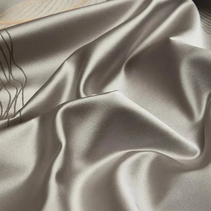 Silk - Like Satin 4 - Piece Duvet Cover Set with Double Stitching & Pillowcases - Julia M LifeStyles