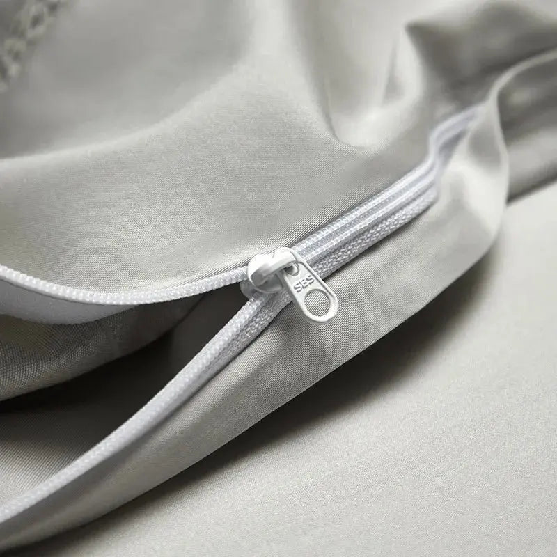 Silk - Like Satin 4 - Piece Duvet Cover Set with Double Stitching & Pillowcases - Julia M LifeStyles