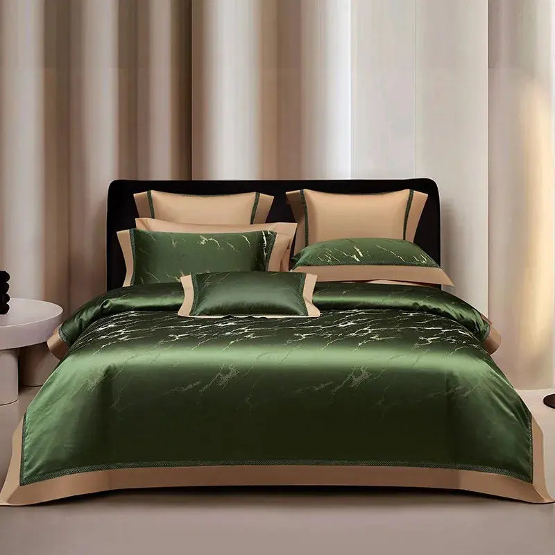 Silk - Like Satin 4 - Piece Duvet Cover Set with Double Stitching & Pillowcases - Julia M LifeStyles