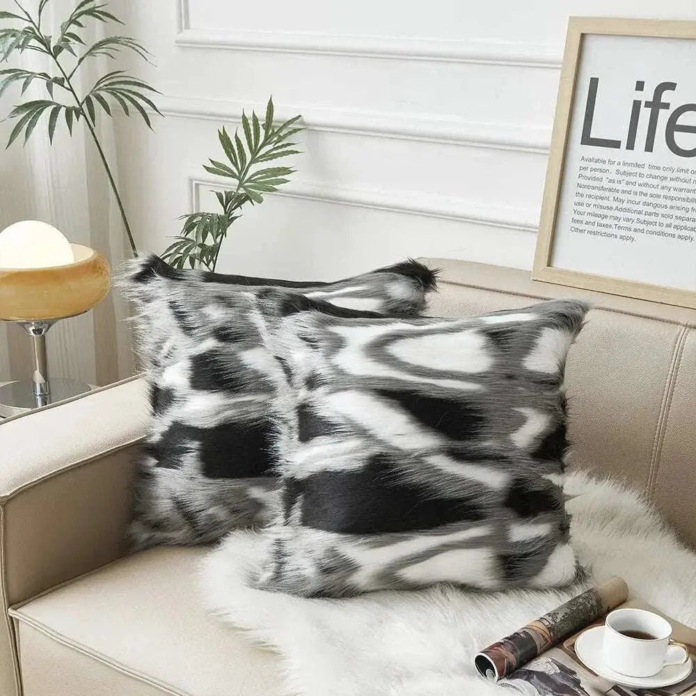 Luxurious Faux Fur Jacquard Cushion Cover - Julia M LifeStyles