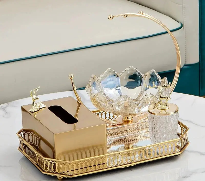 Luxurious Golden Alloy Tissue Box for Modern Living Spaces - Julia M LifeStyles