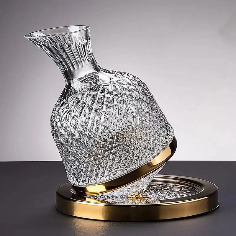 Luxury Rotating Crystal Wine Decanter & Tumbler Set - 1500ml - Julia M LifeStyles
