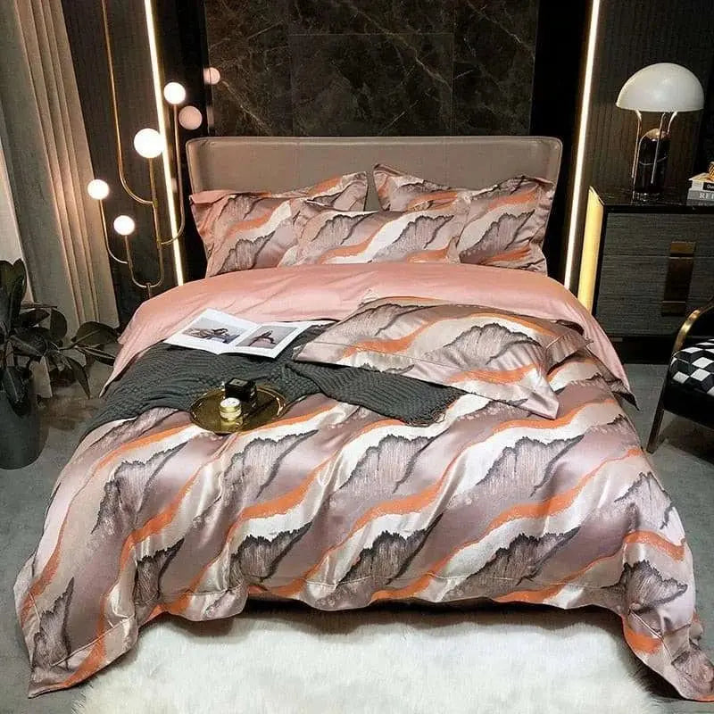 Luxury Black Gold Egyptian Cotton Jacquard Bedding Set - Ultimate Comfort & Style - Julia M LifeStyles