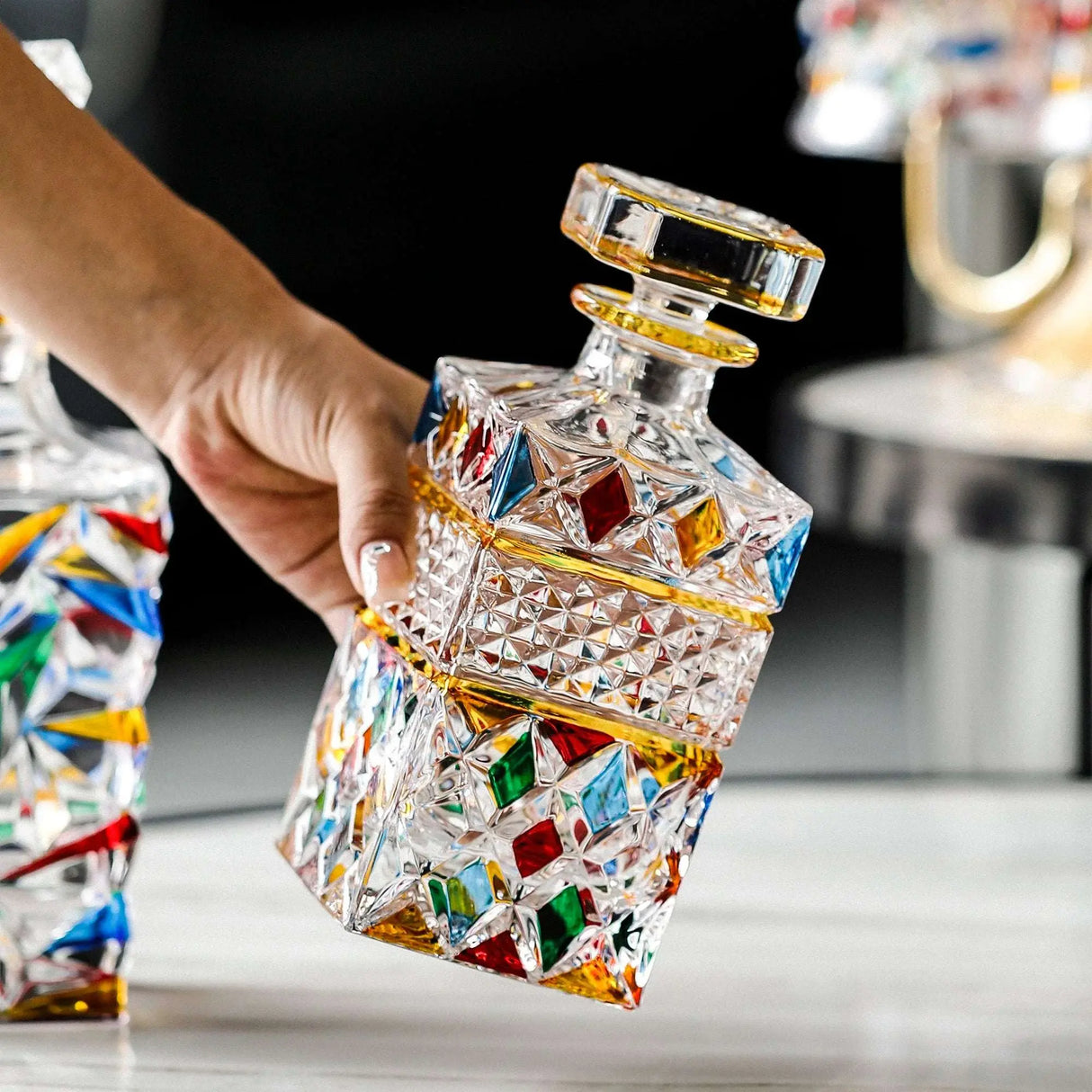 Hand-Painted European Luxury Wine Bottle & Glass Set - Julia M LifeStyles