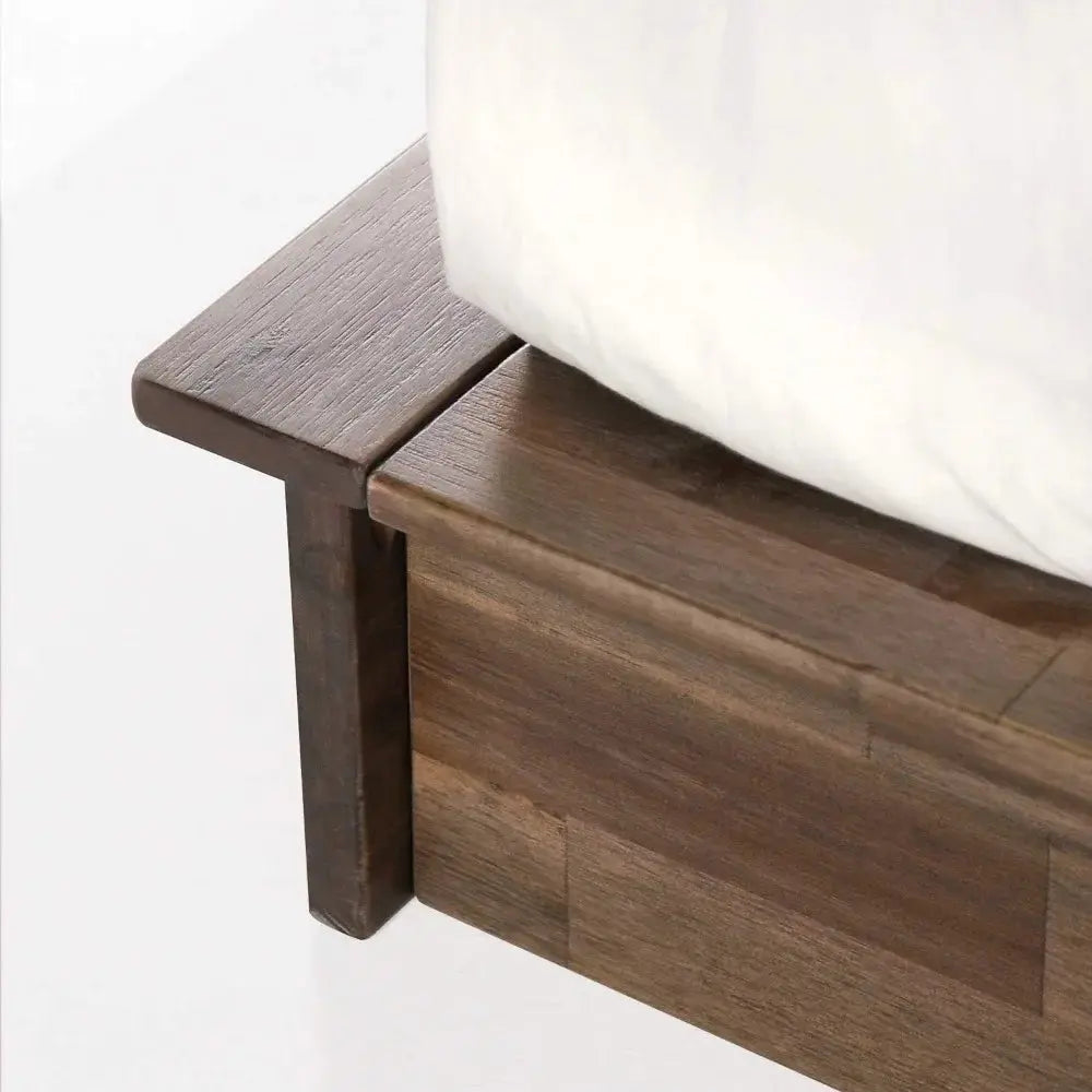 Metal and Wood Platform Bed Frames Easy to Assemble Solid Acacia Mattress Foundation Queen Bed Frame No Box Spring Required Base - Julia M LifeStyles