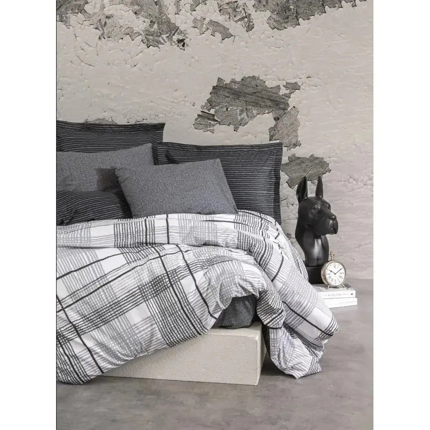 Modern Double Duvet Cover Set Cotton Box Anthracite. Stylish Bedding Essential Julia M LifeStyles