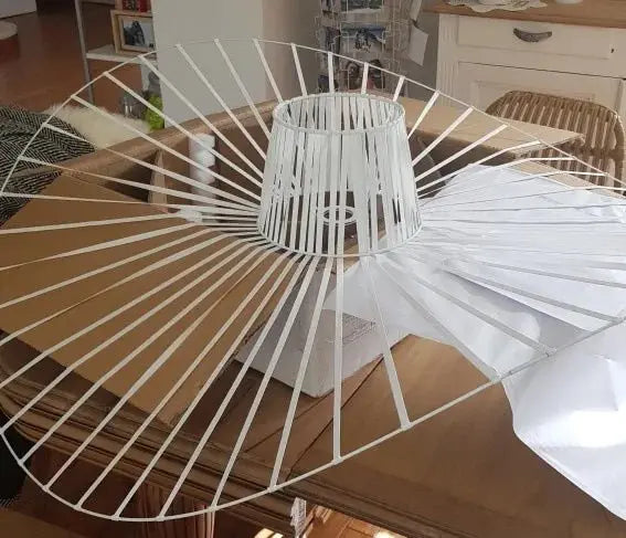 Modern French Designer Straw Hat Chandelier with LED Lighting - Julia M LifeStyles