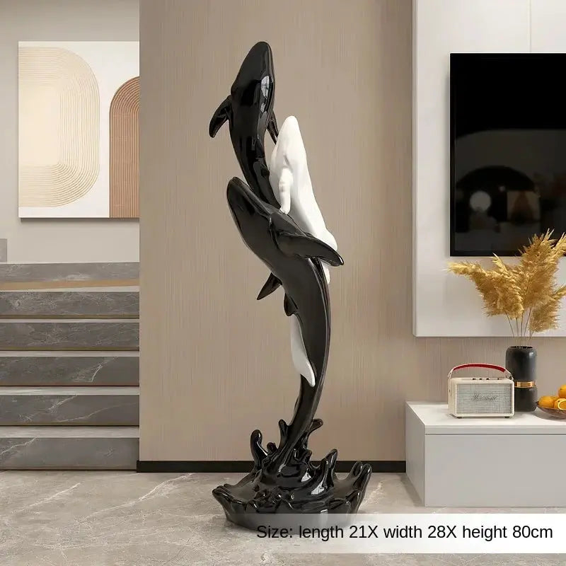 Modern Home Decor Animal Figurine Whale Sculpture Living Room Entrance Ornaments Accessories Resin Crafts Nordic Room Decoration Julia M LifeStyles