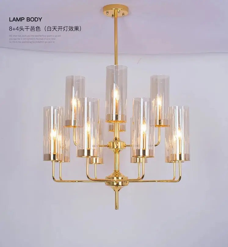 Modern Luxury Glass Chandelier with 6-15 Heads in Blue/Cognac - Julia M LifeStyles