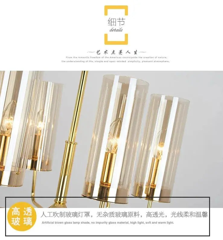 Modern Luxury Glass Chandelier with 6-15 Heads in Blue/Cognac - Julia M LifeStyles