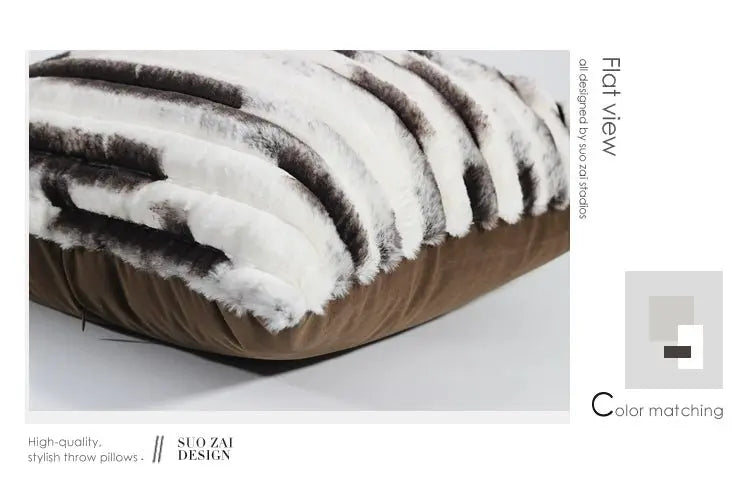 Modern Minimalist Brown Stuffed Stripes Pillow Cover Accessible Luxury Cream Living Room Sofa Bay Window Bedside Cushion Cushion Cover - Julia M LifeStyles