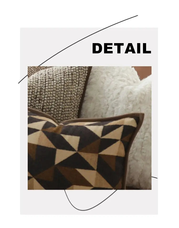 Modern Minimalist Brown Wool Blended Geometric Texture Living Room Sofa Cushion Cushion Model Room Backrest Square Pillow - Julia M LifeStyles