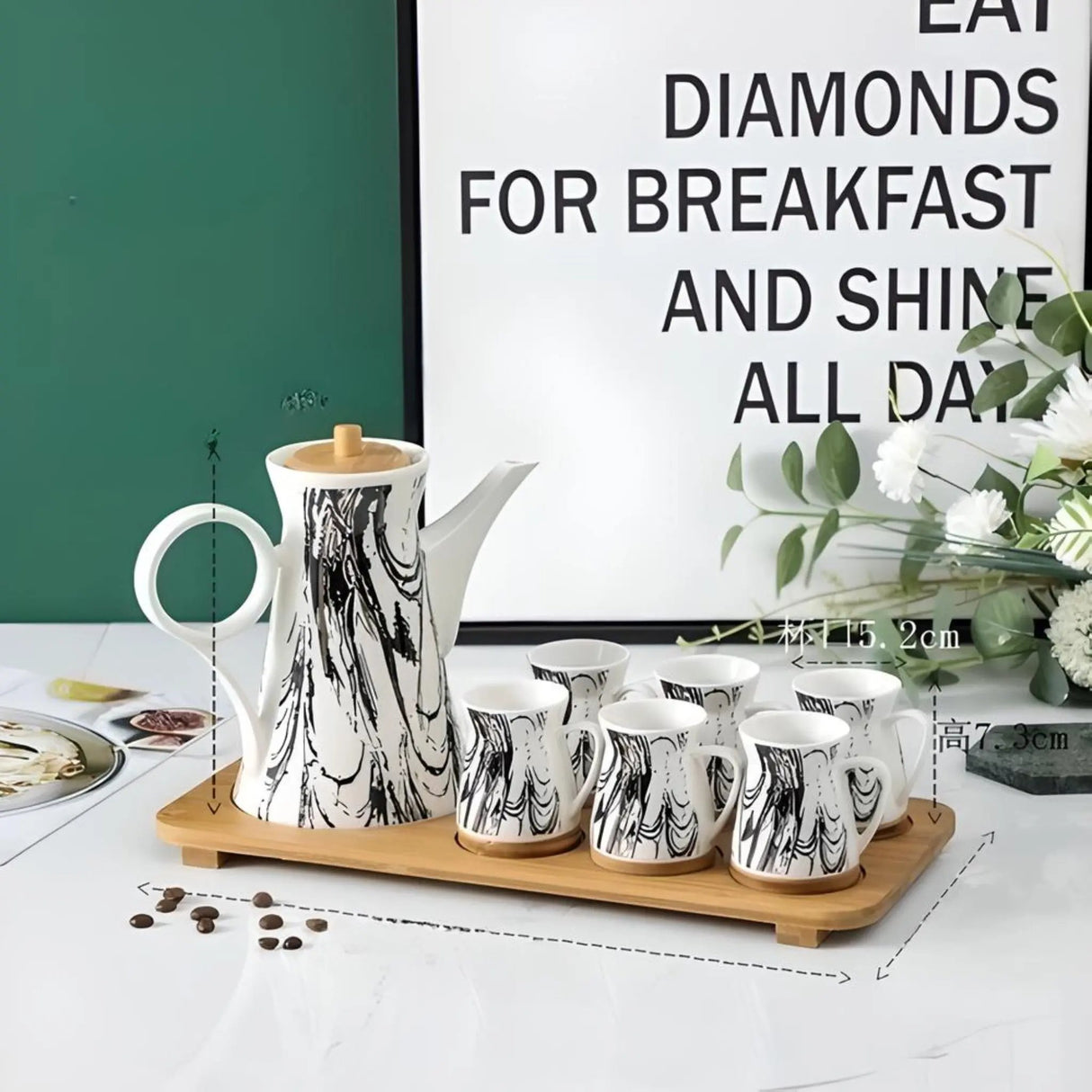 Nordic Ceramic Tea Set with Coffee Mugs and Teapot - Julia M LifeStyles