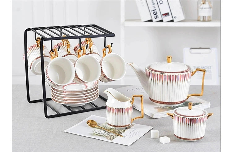 British Afternoon Tea Cup Tea Set Accessible Luxury European-Style High-End Bone China Teapot Luxury Ceramic Coffee Cup Gift Box Julia M Home & Kitchen