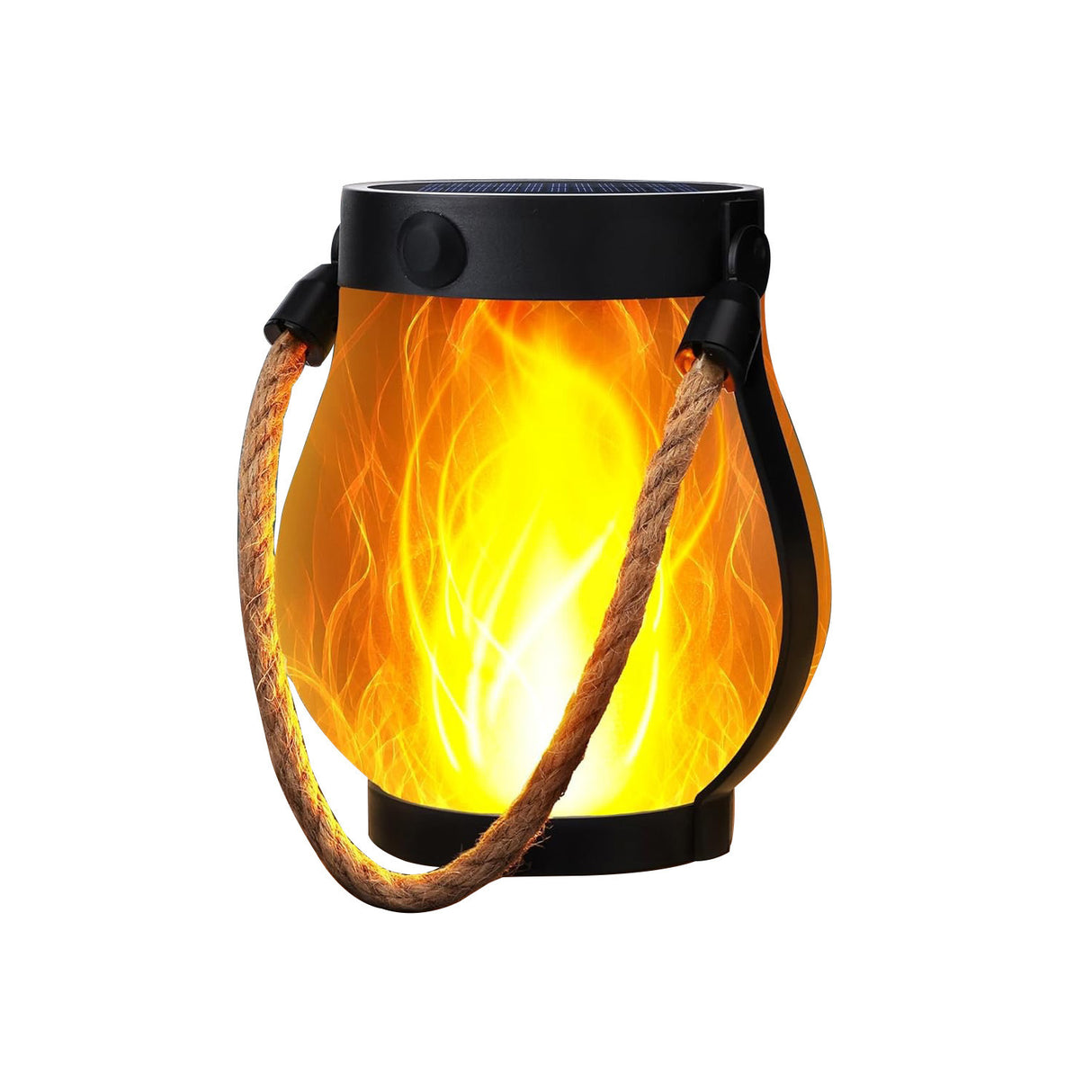 Cross-Border New Solar Flame Lamp Hemp Rope Lantern Courtyard Garden Decoration Mason Lamp Outdoor USB Charging