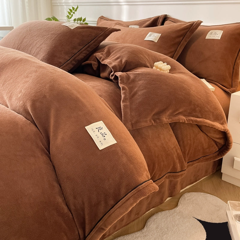 Luxurious Milk Fiber 4-Piece Flannel Bedding Set for Winter Julia M LifeStyles