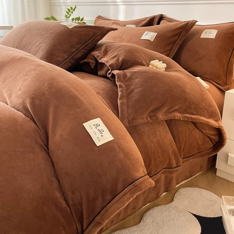 Luxurious Milk Fiber 4-Piece Flannel Bedding Set for Winter Julia M LifeStyles