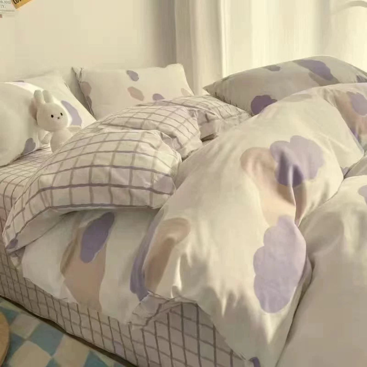 Heart Washed Cotton Cute Minimalist Pink Bed Four-Piece Set - Julia M LifeStyles