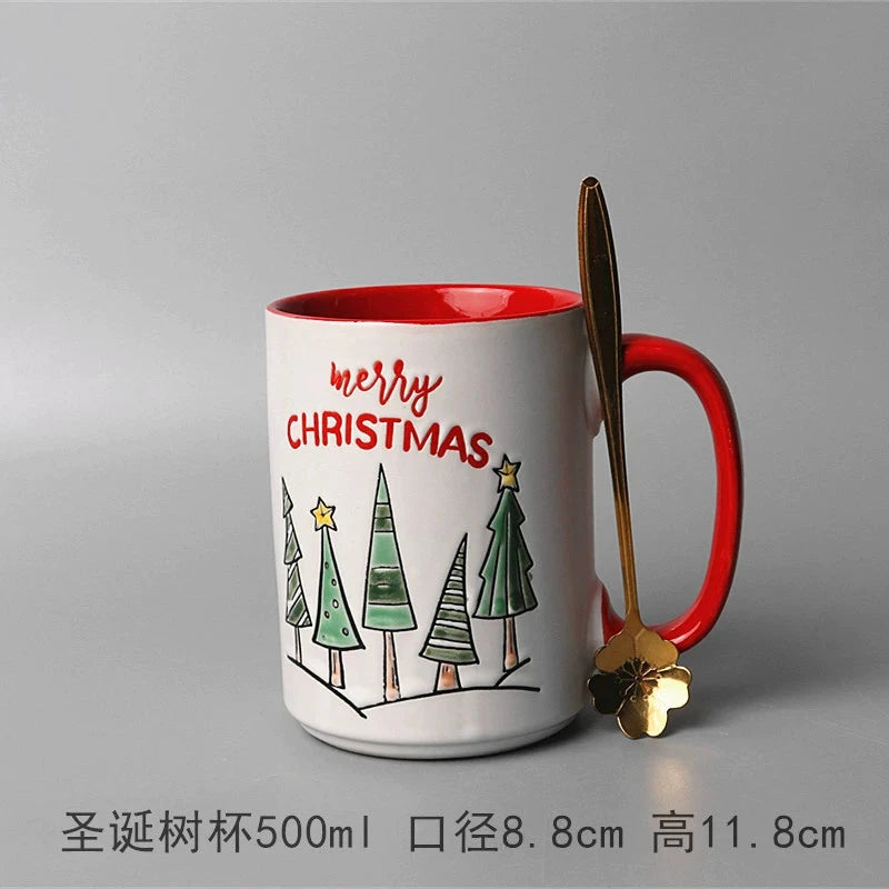 Vintage Floral Hand-Painted Ceramic Water Cup with Spoon Julia M Home & Kitchen