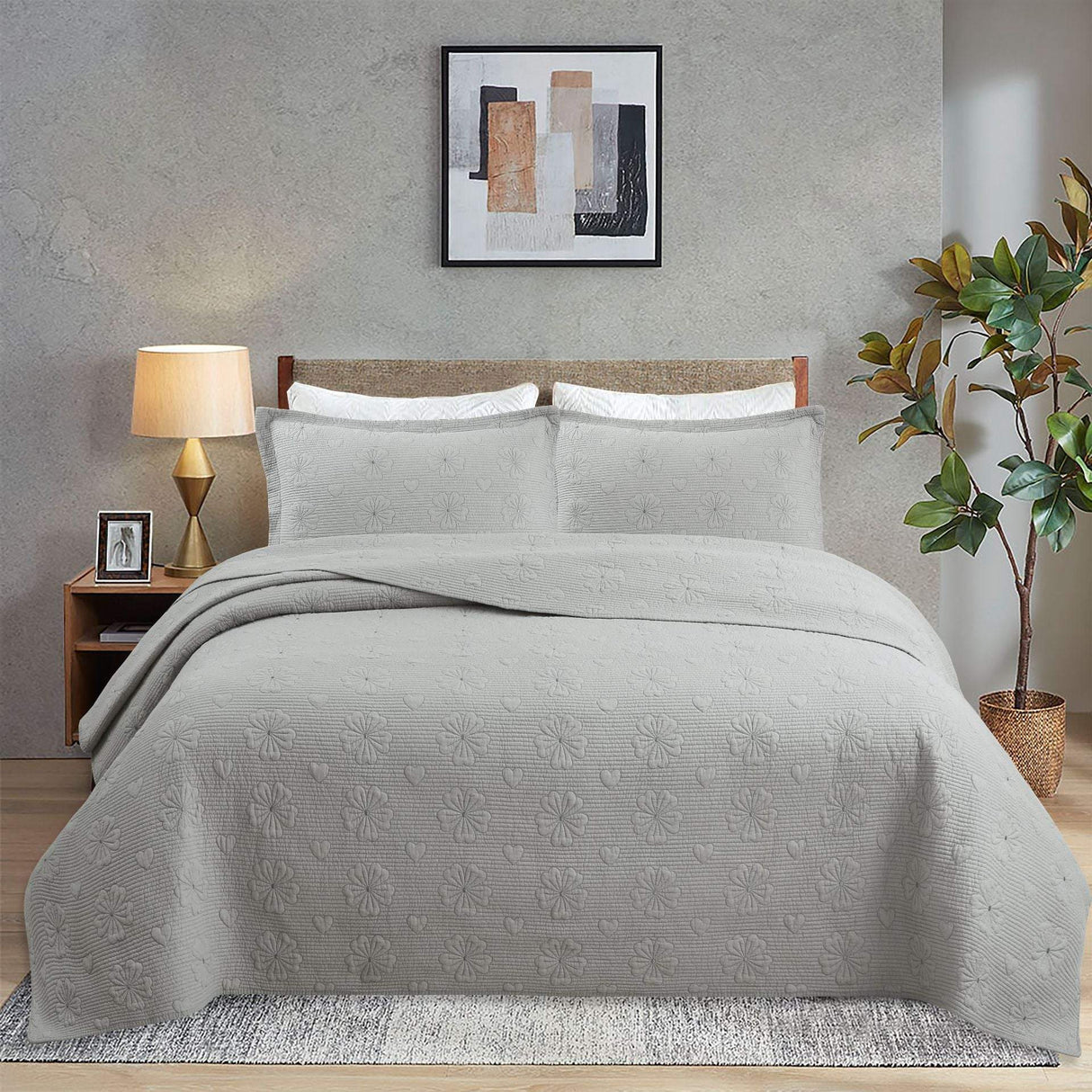 Simple pure cotton bed cover three-piece Nordic double summer cool air conditioning quilt active printing and dyeing breathable comfortable Four Seasons blanket
