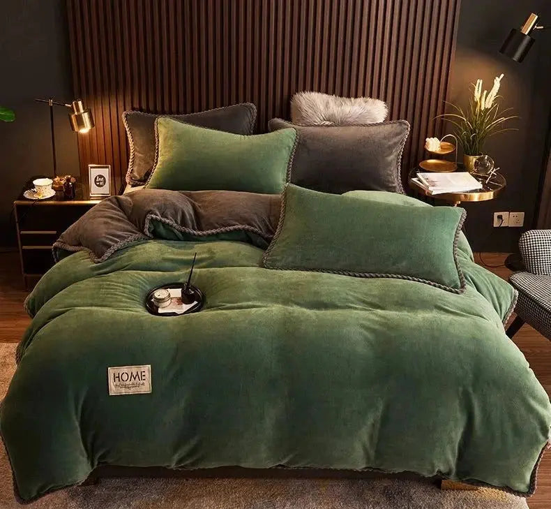 Luxurious Milk Fiber 4-Piece Flannel Bedding Set for Winter Julia M LifeStyles