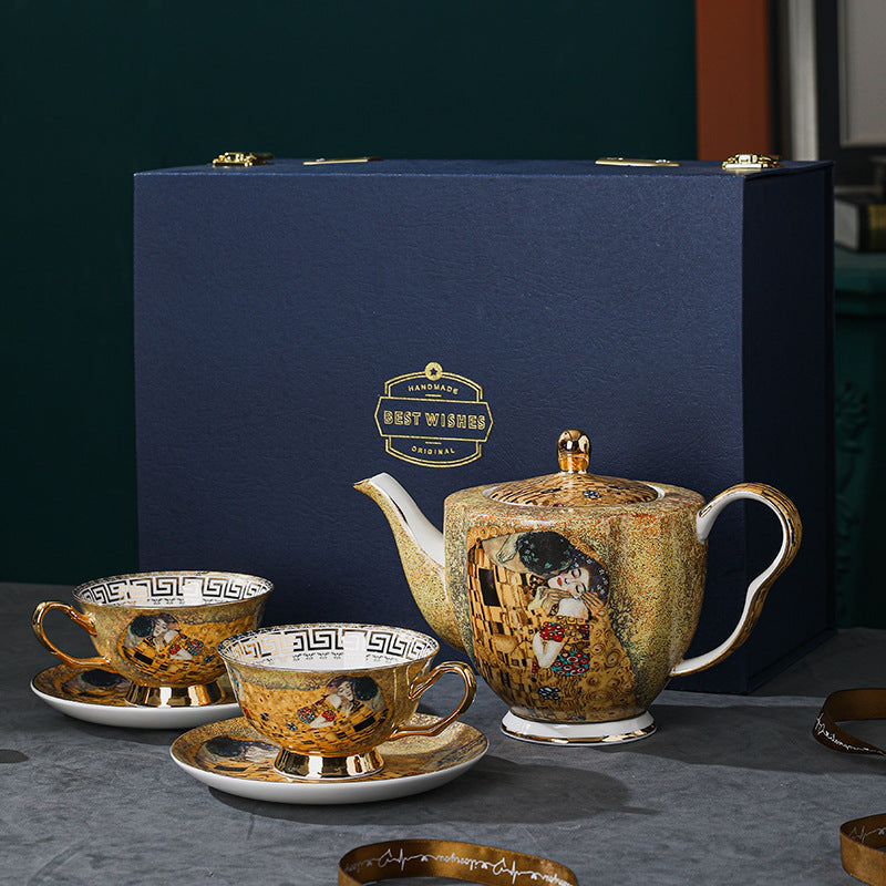 European tea set suit household bone china coffee cup high-end retro British afternoon tea set light luxury coffee set