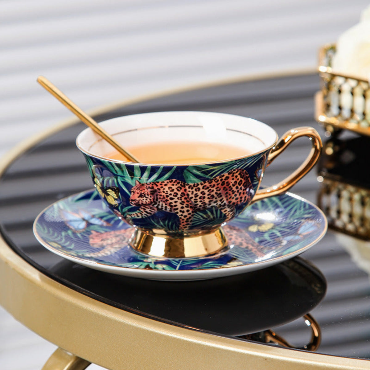 Jungle Cheetah Bone China Coffee Cup & Mug Set